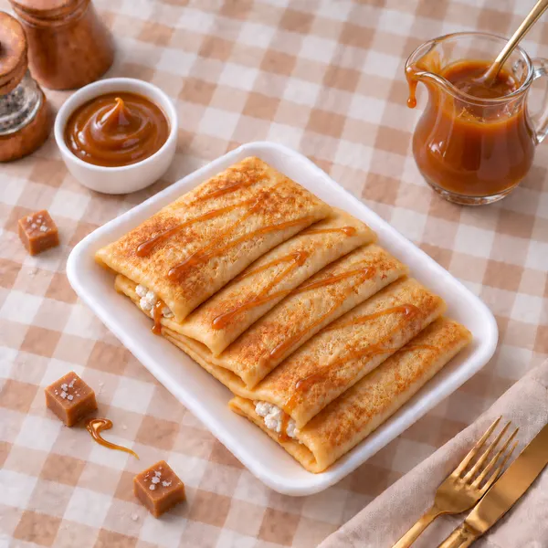 Блины с творогом и карамелью
